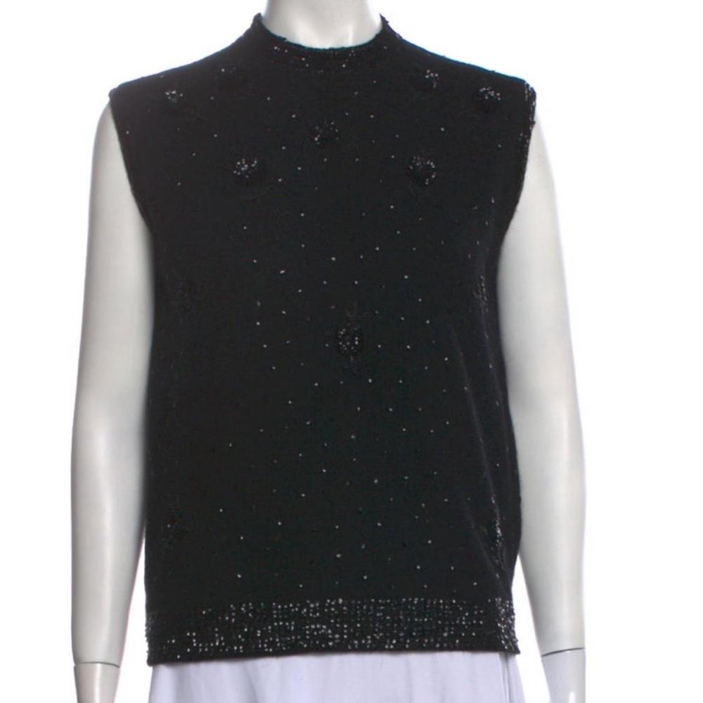 Vintage Neiman Marcus Glitter Beaded Mock Neck